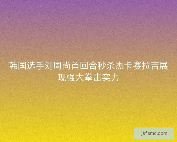 韩国选手刘周尚首回合秒杀杰卡赛拉吉展现强大拳击实力