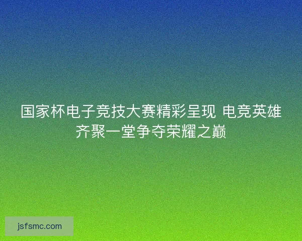 国家杯电子竞技大赛精彩呈现 电竞英雄齐聚一堂争夺荣耀之巅