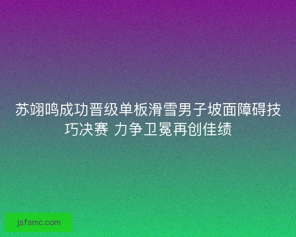 苏翊鸣成功晋级单板滑雪男子坡面障碍技巧决赛 力争卫冕再创佳绩